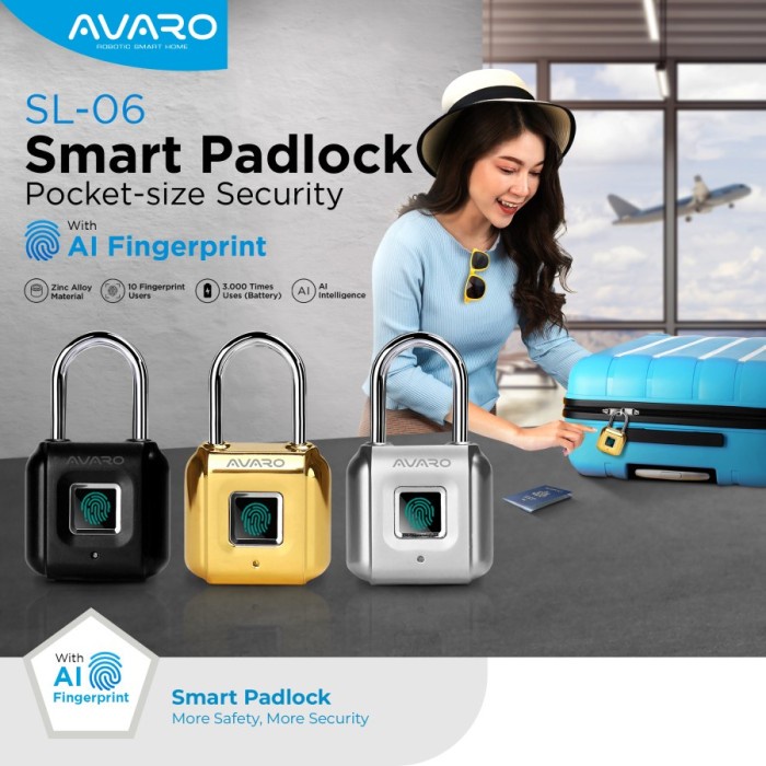 AVARO Smart Padlock Gembok Fingerprint SL06 - Kunci Gembok