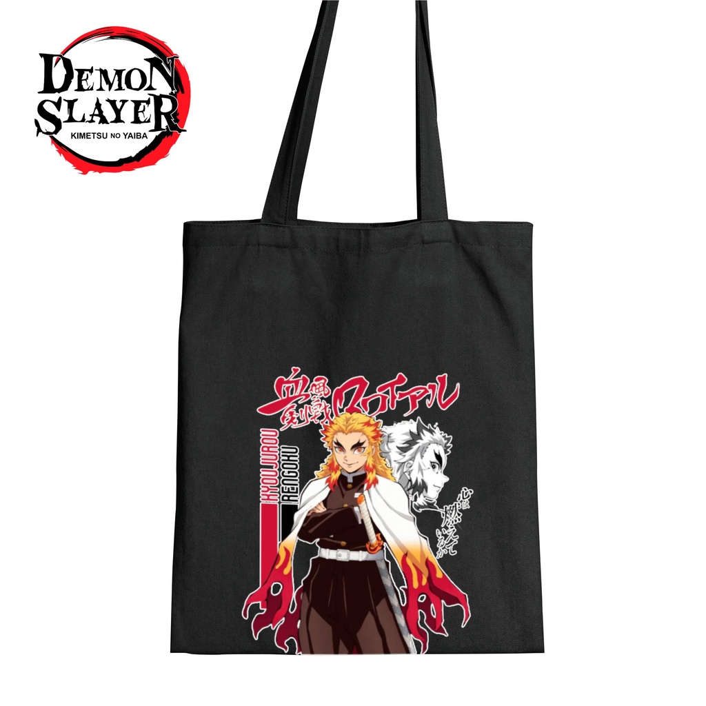 Tote bag Anime Demon Slayer Rengoku Hashira Hitam Tote bag premium Totebag seleting totebag Termurah Bahan Blacu