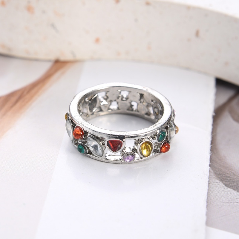 Wanita Berongga Cincin Berlian Warna-Warni Kristal Energi Cincin Fashion Bertatahkan Zirkon Jari Cincin Penurunan Berat Badan Drainase Getah Bening Kuarsa Kristal Cincin Cocktail Pesta Rings