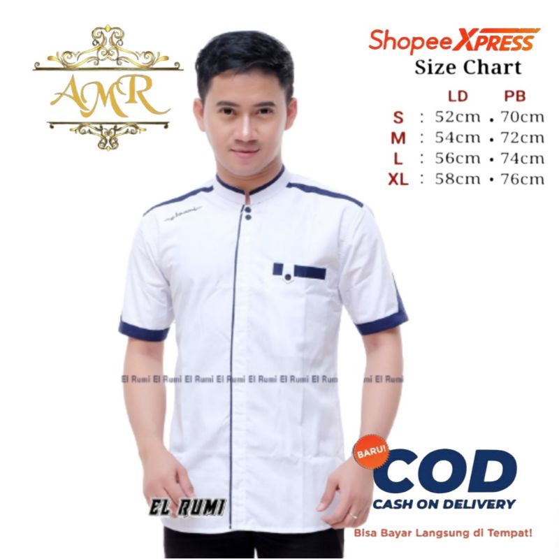 M Baju Koko Muslim Pria Kombinasi Batik Lengan pendek koko pendek keren Koko Pria Lengan Pendek Baju