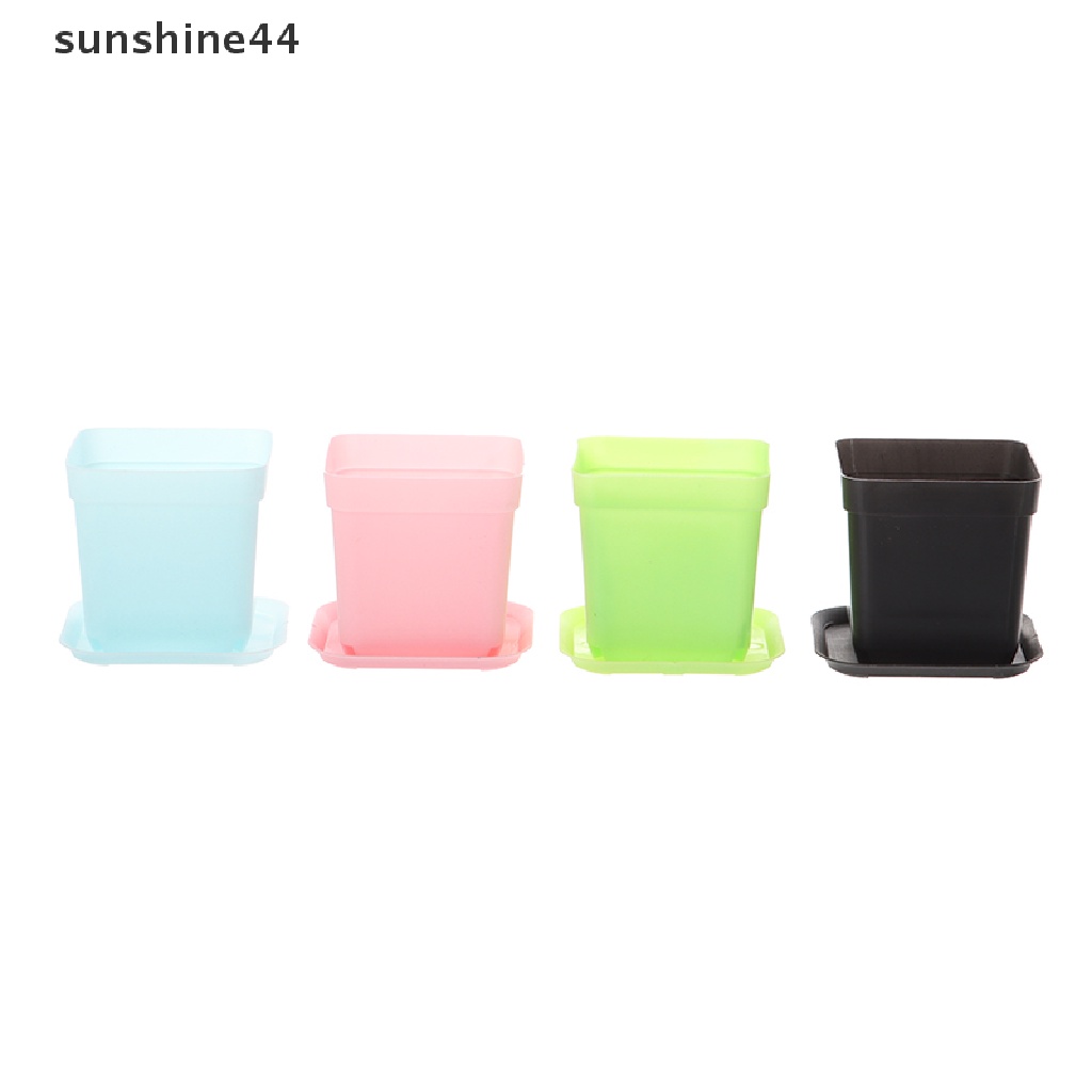 Sunshine 10Set Sukulen Pot Bunga Persegi Kecil Seedling Square Plastik Lucu Pot Bunga ID