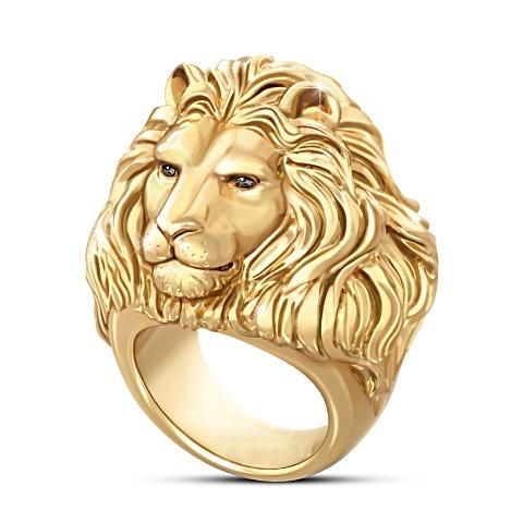 Goldkingdom Fashion Perhiasan Aksesoris Ready Stock Hip Hop Imperious African Lion Ring Eropa Dan Amerika Berlapis 18k Emas Asli Kadar 375 Kuning Berlian Cincin Untuk Pria