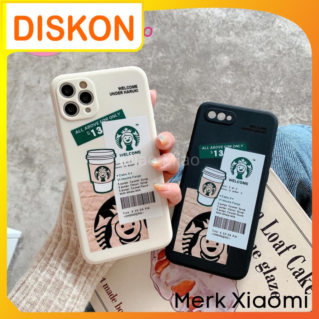 Softcase Casing Case Motif STARBUCKS SQUARE EDGE XIAOMI & REDMI 8 8A 9 9A 9C 9T NOTE 8 PRO NOTE 9 PR