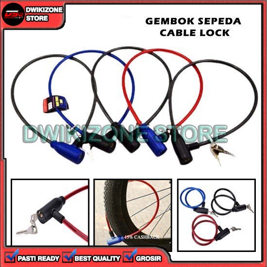 [GROSIR] KUNCI GEMBOK KABEL SEPEDA CABLE LOCK PENGAMAN SEPEDA MOTOR KAWAT BAN ANTI MALING