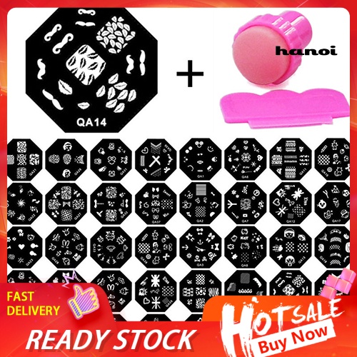 Hi * Manicure Template Nail Art Printing Gambar Polish Stamp Plate Scraper Stamper Kit