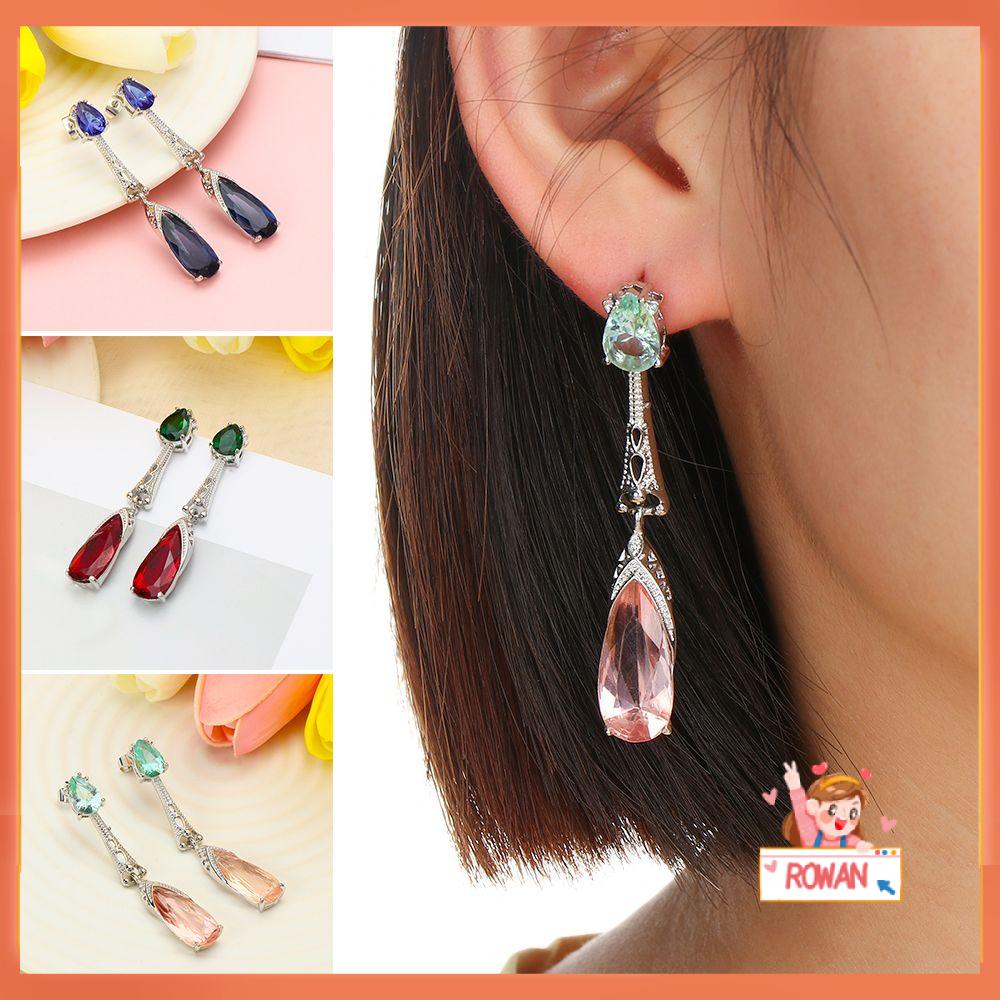 R-flower Drop Earrings Perhiasan Pernikahan Bling Baru Aquamarine