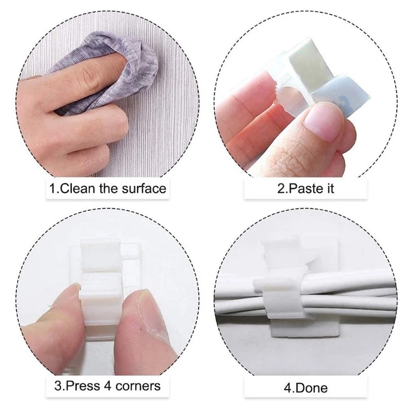 4pcs Klip Kawat Kabel Perekat Diri Adjustable Organizer/Pengaturan Kabel Meja Cord Holder Untuk Klem Penggulung Kawat Interior Mobil