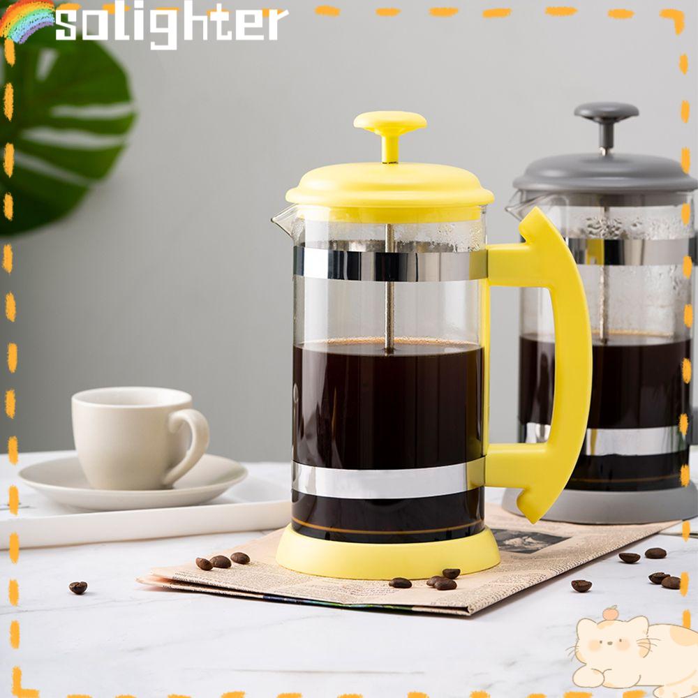 Solighter 1000ML French Press Coffee Pot Dengan Triple Filter Kopi Espresso Manual