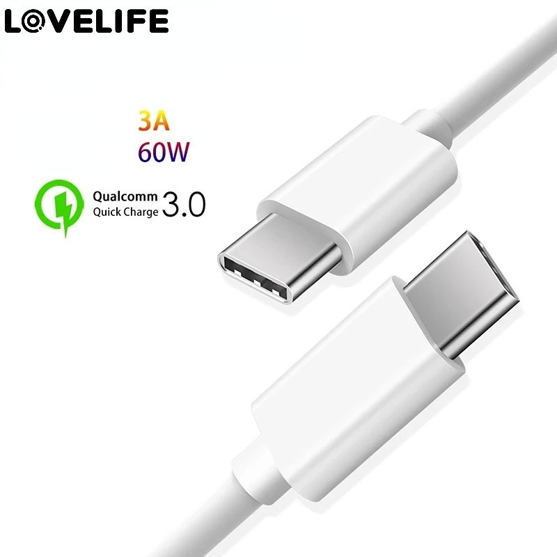 60w Kabel Pengisian Cepat USB C Ke USB C Kabel Tipe C Ke Tipe C Kabel Fast Charging Untuk Samsung MacBook Pro Xiaomi Huawei P30 Charger Kabel USB