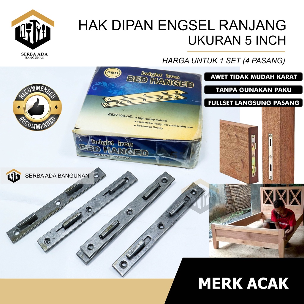 Hak Dipan Bobok 5 Inci l Bracket Ranjang I (1set - 4 pasang) Bed Fitting