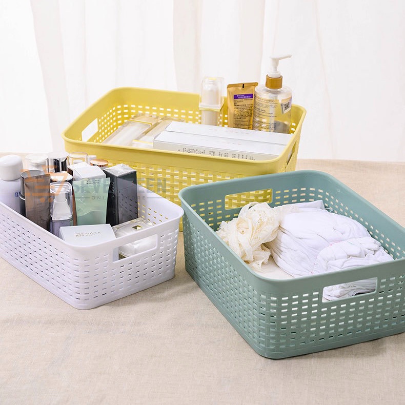 SEVENTEEN H01 KONTAINER PLASTIK SERBAGUNA BASKET KERANJANG PENYIMPANAN STATIONARY BOX AKSESORIES KERANJANG WARNA TRAY RUMAH TANGGA