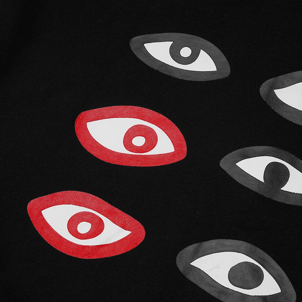 CDG Play Triple Texts Zip-Up Hoodie Black