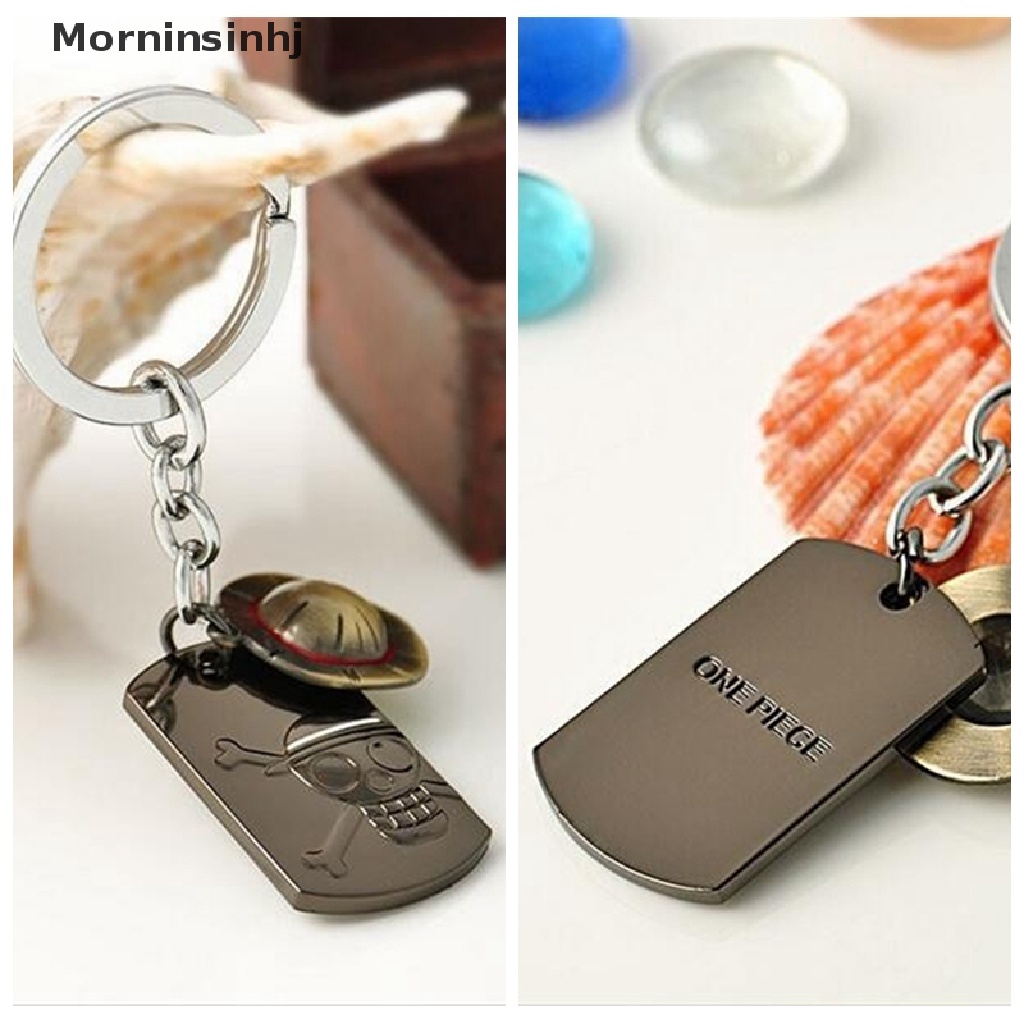 Mornin Fashion Anime One Piece Luffy Topi Jerami Tengkorak Stainless Steel Gantungan Kunci Key Ring id