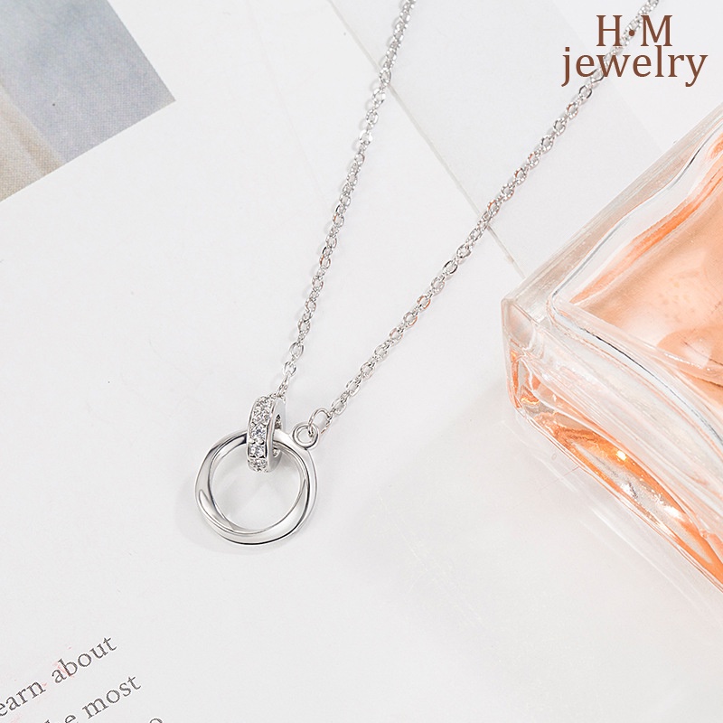 S925 Perak Cincin Gesper Mobius Kalung Cahaya Mewah Rasa Tinggi2023Baru