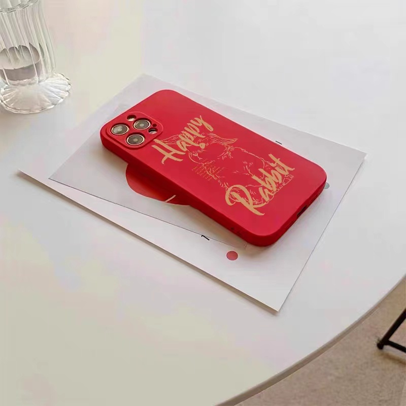 IPHONE Ins Pola Kelinci Cocok Untuk Iphone14 14pro 14plus 13 13pro 13prm iPhone12 7Plus 8Plus Xr XS 13 Pro Max Empat Sudut Casing Ponsel Tahan Guncangan