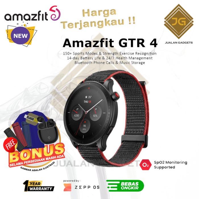 Amazfit GTR 4 Smartwatch Bluetooth Call GPS SpO2 150 Sports Mode - Racetrack Grey, Free AG