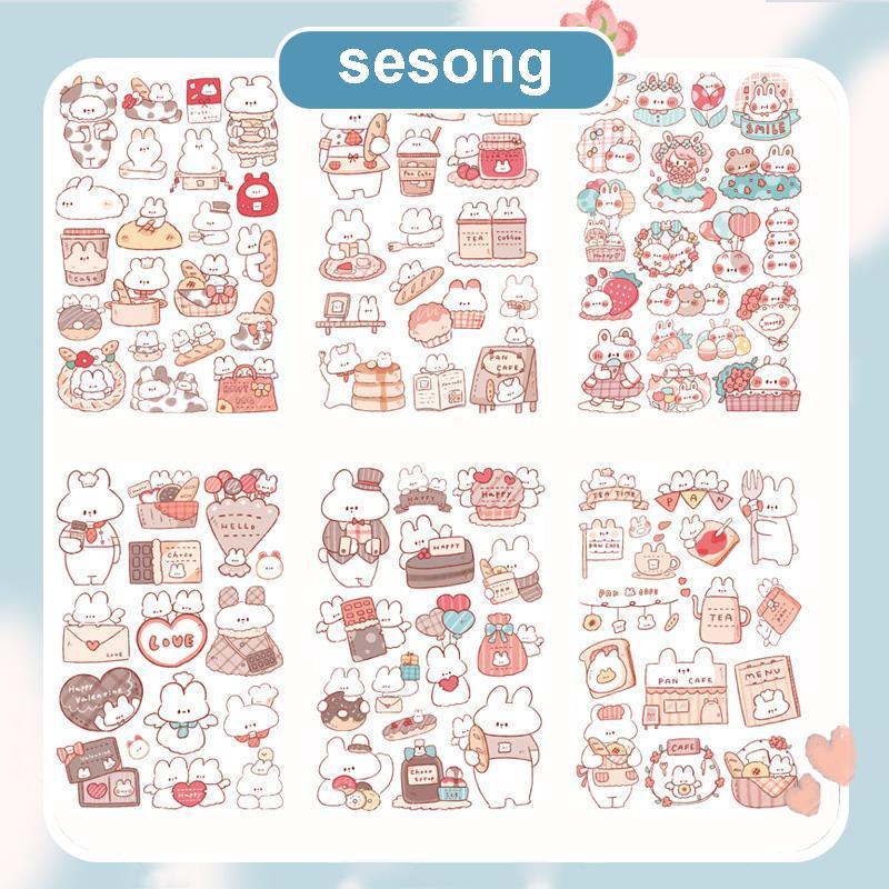 6pc Stiker Cute Cartun Lucu Food Pet Diy Diary Jurnal Palnner Deco Hias SS