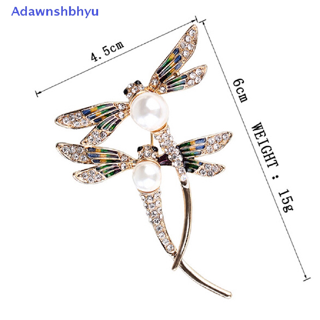 Adhyu Fashion women crystal pearl animal dragonfly enamel brooch pin custome jewelry ID