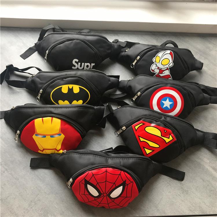 BAJ Tas Anak Laki Laki Lucu Waist Bag Anak Karakter Super Heroes Spiderman Batman Ultraman Ironman Captain America TA060