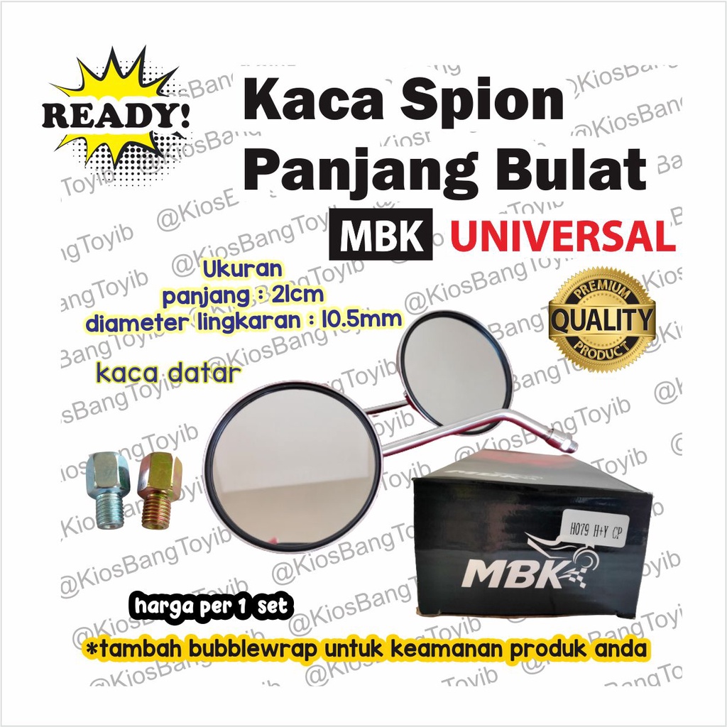 1set Spion Retro Bulat Gagang Panjang Vespa Universal Chrome (MBK)