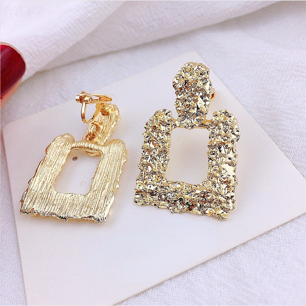 Punk Berlebihan Perhiasan Non Tindik Besar Geometris Logam Klip On Anting Wanita Gadis Hadiah Earcuffs