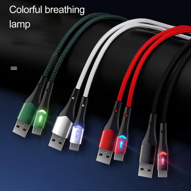 Kabel Data USB Dengan LED Anti-Berliku Perangkat Umur Panjang Charge Type-C Kabel Pengisian Cepat Untuk Rumah