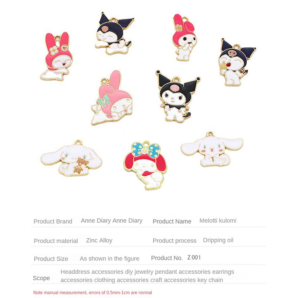 ღ Sanrio Perhiasan Aksesoris Indah Melodi Kuromi Cinnamoroll Gelang Kalung Liontin Diy Buatan Tangan Bahan Gaya Korea Gadis Hadiah