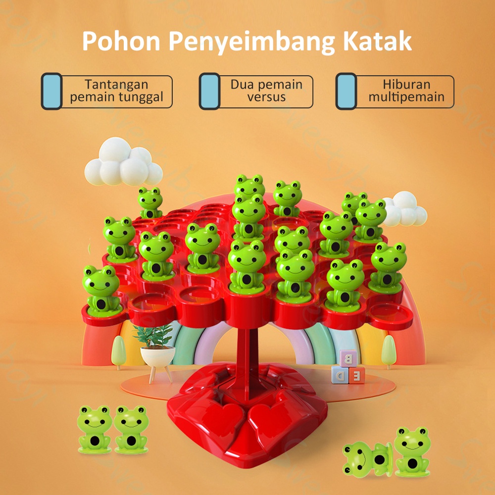 SweetyBayi Mainan edukasi pohon keseimbangan katak Mainan papan frog balance tree