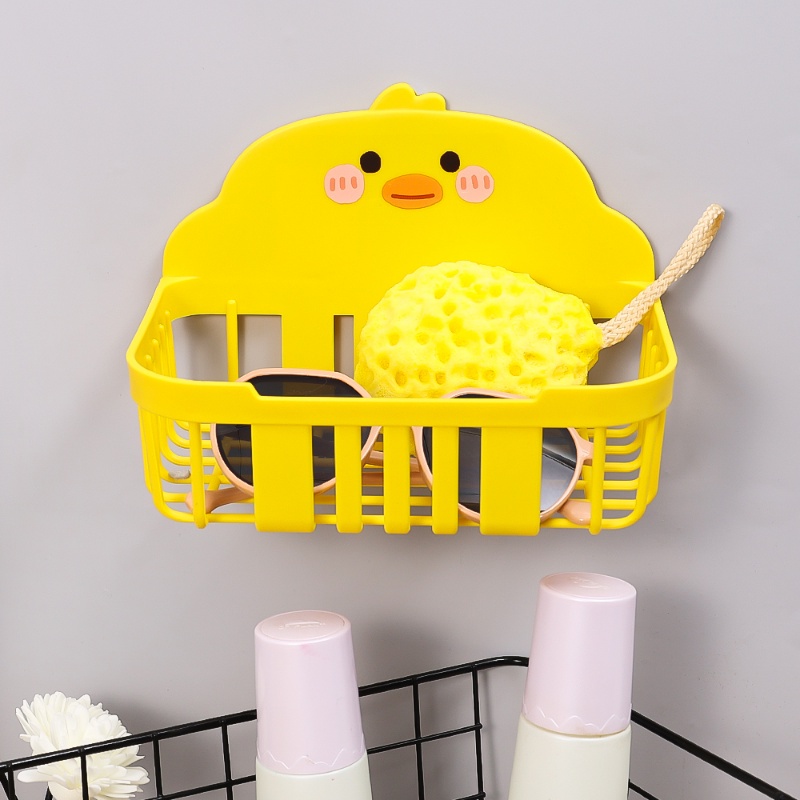 Kotak Tisu Bentuk Bebek Kecil Kartun Kerawang Bulat/Persegi/Dinding Self Adhesive Removable Toilet Paper Holder/Tempat Penyimpanan Kosmetik Rumah