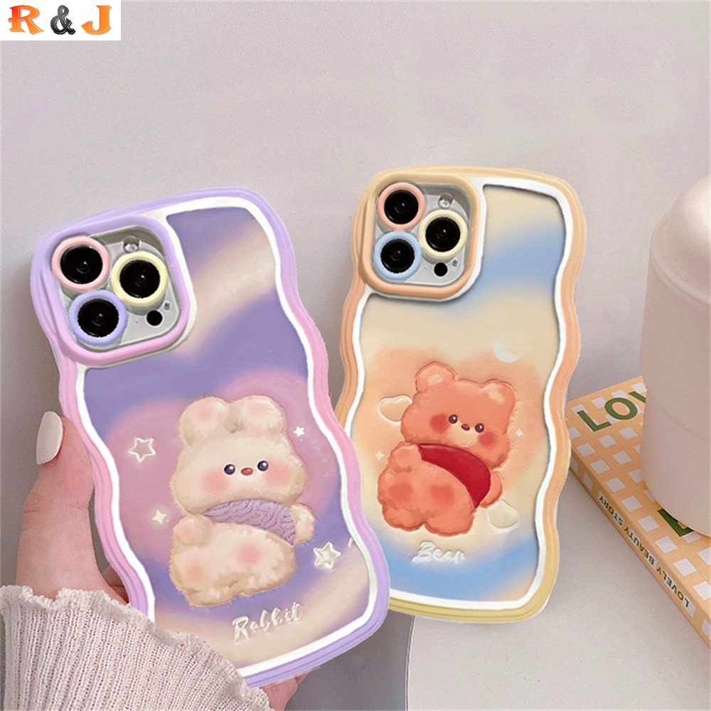 Case Samsung A04E A04S A13 A03 A03S A50 A50S A30S A23 A22 A21S A12 A02S A11 A51 A10 A30 A52 A52S M12 A71 A53 A32 Graffiti love Kelinci Kecil Lucu Beruang Gelombang Tepi TPU Phone Cover