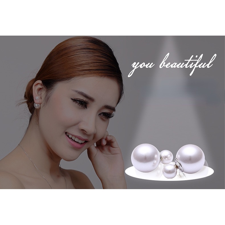 Goldkingdom Aksesoris Perhiasan Fashion Ready Stock Stud Earrings Double Beads Earrings Besar Dan Kecil Beads Versi Ibu-Mutiara