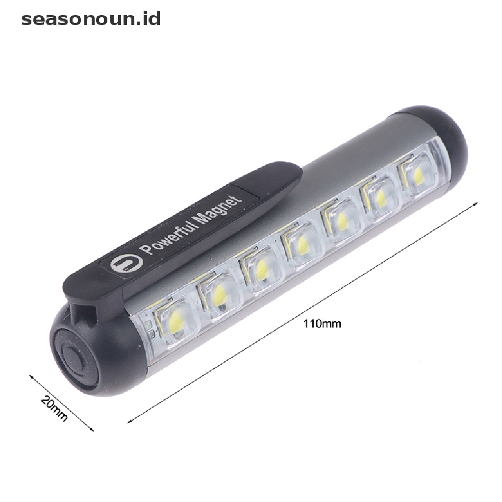 Seasonoun Senter Mini LED Rechargeable Dengan Clip Magnet Work Light Flashlight.