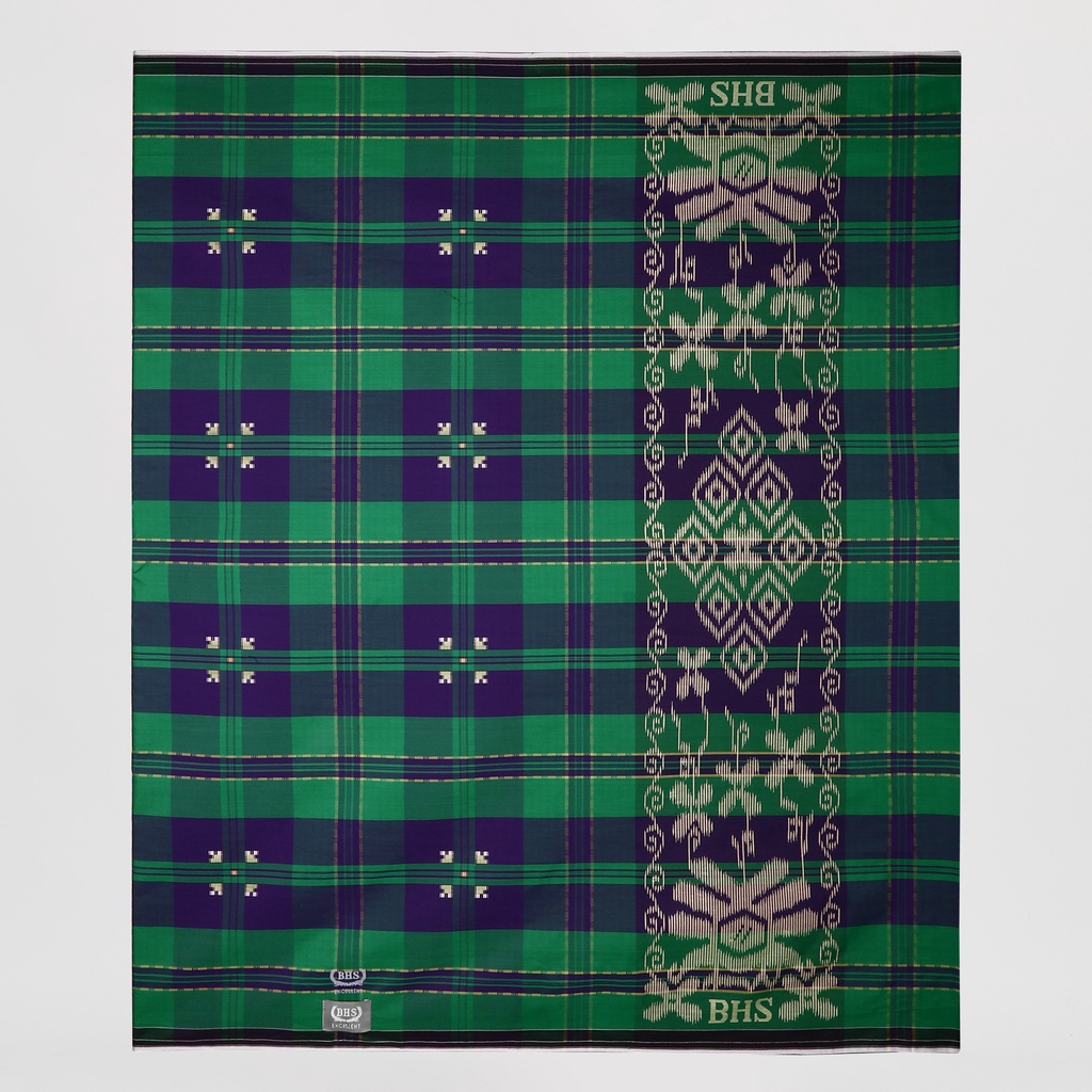 Sarung BHS Excellent Silver Motif Songket Pen Hijau Ungu/ EXC SILV