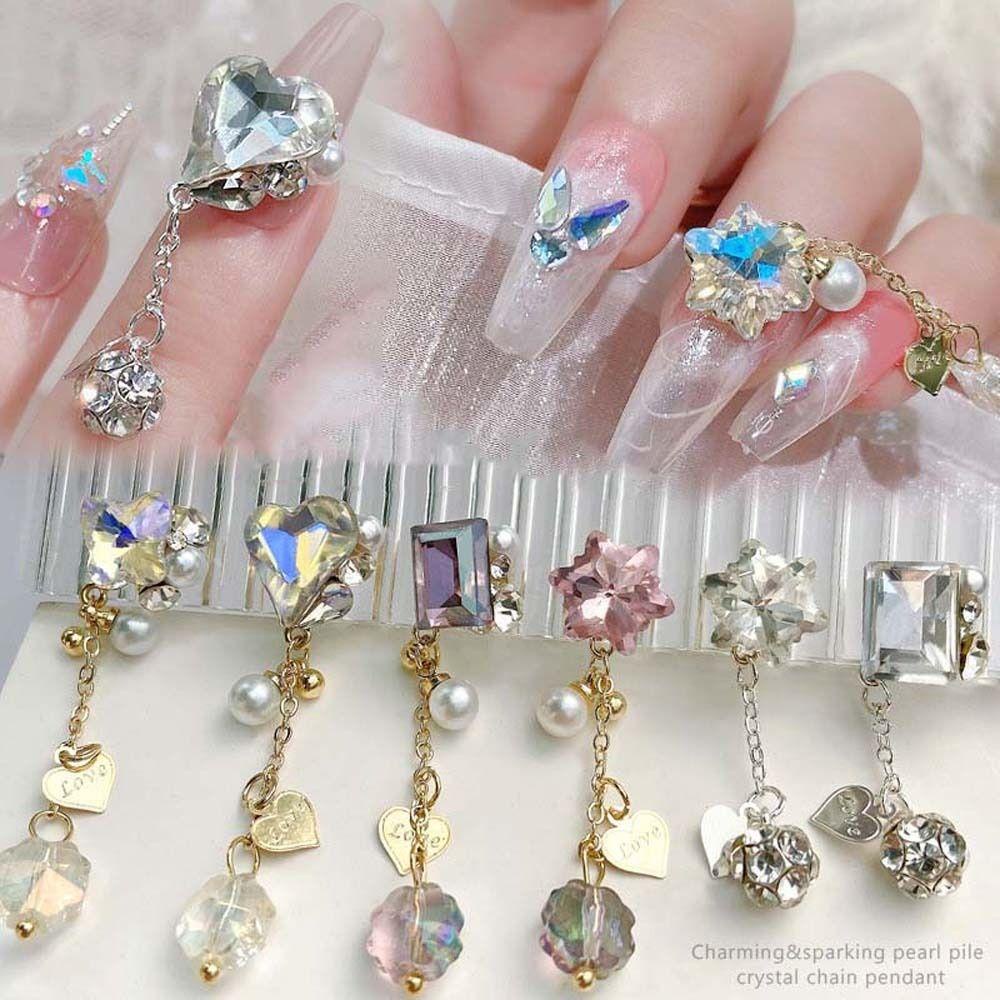 Mxbeauty Liontin Hiasan Kuku Pesona Kuku Wanita Mutiara Bor Aurora Dekorasi Kuku Manicure Aksesoris Diprofilkan Bor 3D Nail Art Drills