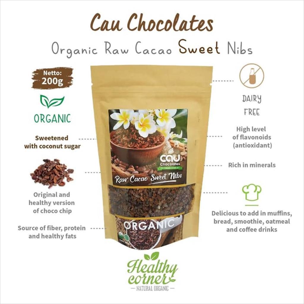 

Organic Raw Cacao Sweet Nibs ( Biji Kakao ) 200 gr - Cau Chocolates