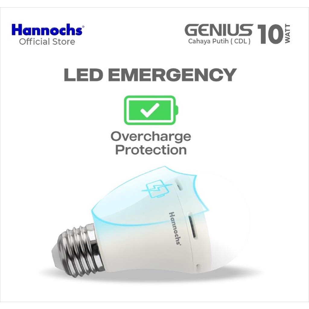 HANNOCHS Lampu Emergency LED AC/DC GENIUS 10W 10 Watt Cahaya Putih