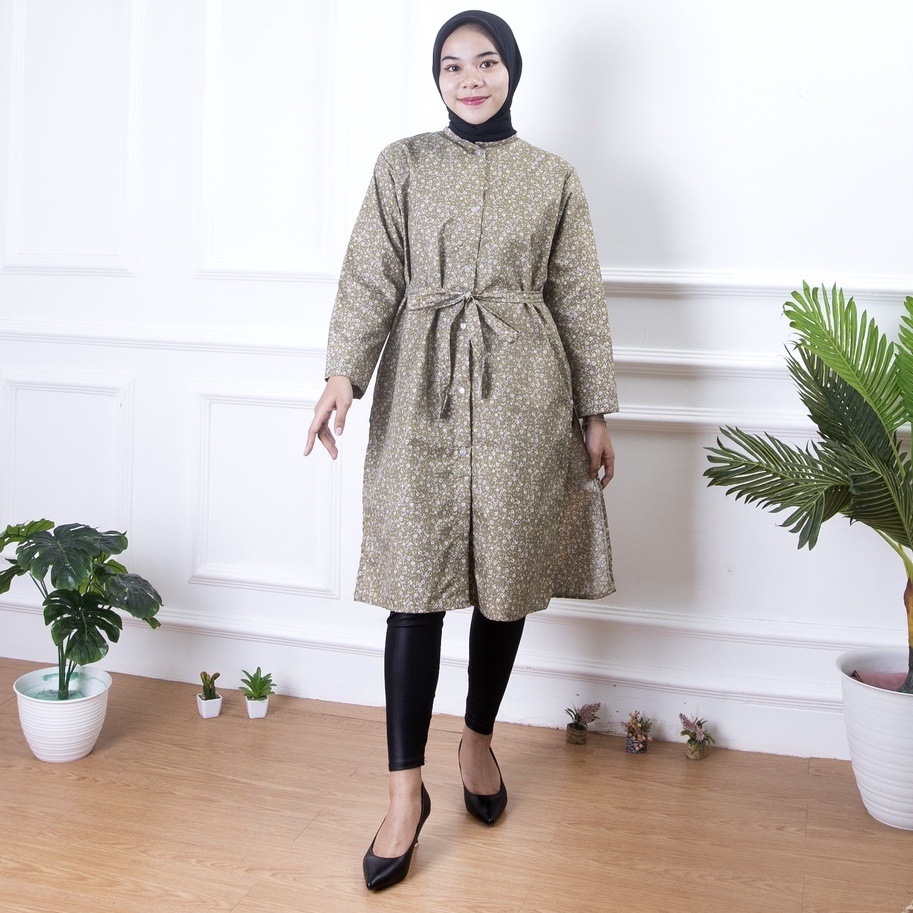 ZASKIYA - Delila Slit Dress / Tunik Midi Dress Wanita motif Bunga