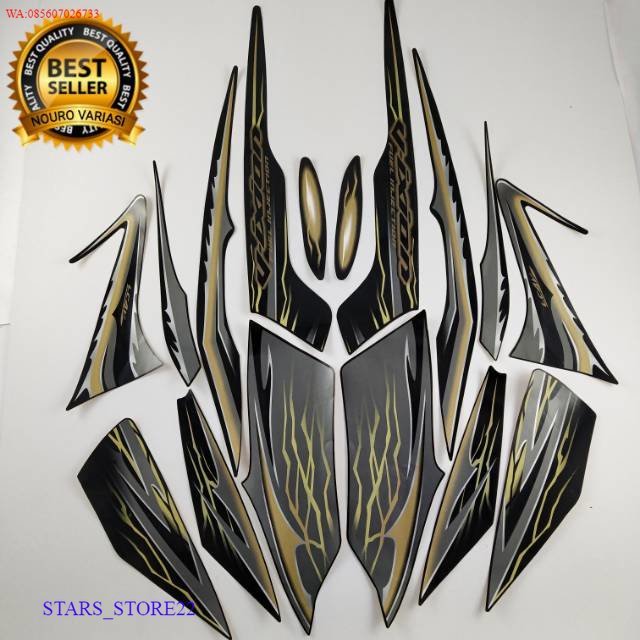 (ORI) striping yamaha vixion 2010 old hitam gold list body standar KUALITAS ORIGINAL PABRIK