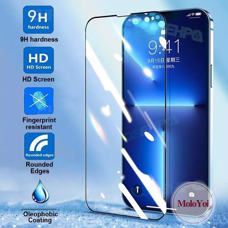 IPHONE Kompatibel Dengan Iphone11 13 12 14 Pro Max XR 6 6S 7 8 Plus X XS Max 9D Tempered Glass Full Pelindung Layar Pelindung