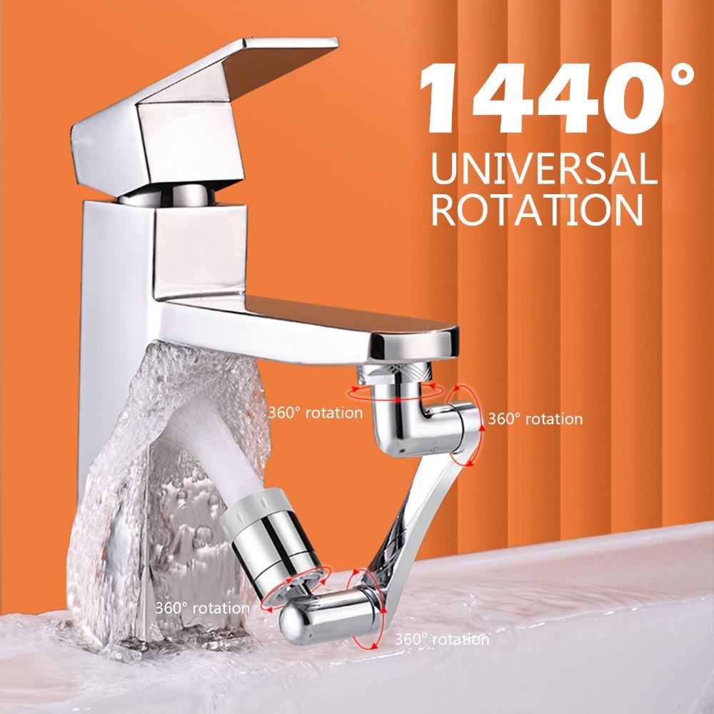 【 ELEGANT 】 Faucet Extender1440/Alat Pemanjang Kran Air° Tembaga Anti Splash Rotatable Hemat Air Aksesoris Kamar Mandi Dapur Kran Aerator