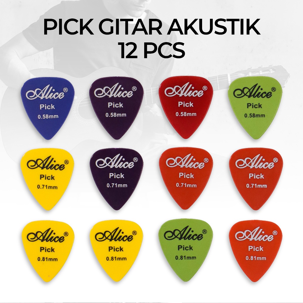 Alice Pick Gitar Akustik 12 PCS - AP-12P - Multi-Color