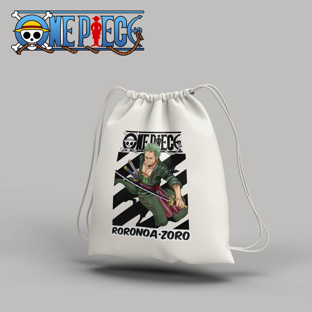 Stringbag Anime One piece luffy zoro sanji tas serut String bag anime Blacu premium