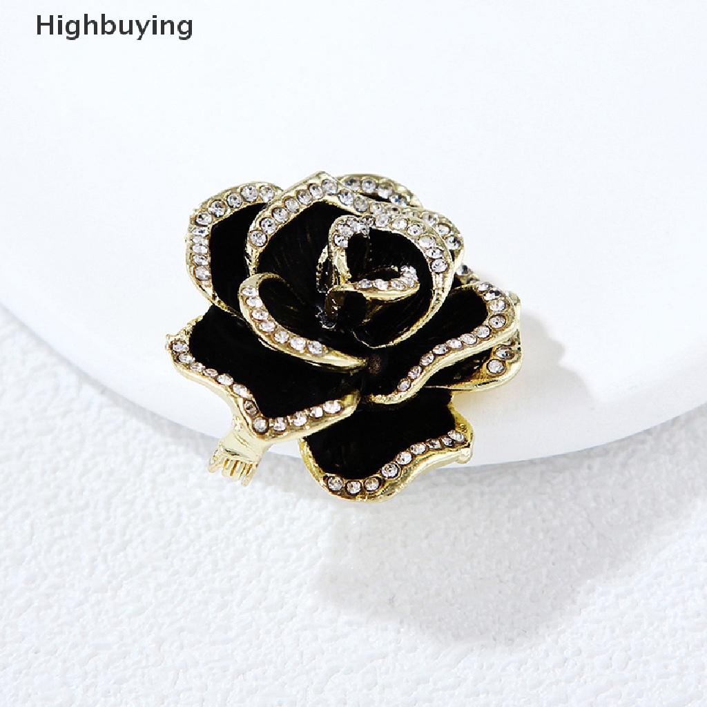 Hbid Fashion Berlian Imitasi Camellia Bunga Enamel Bros Perempuan Kerah Perhiasan Pesta Mantel Pin Hadiah Glory