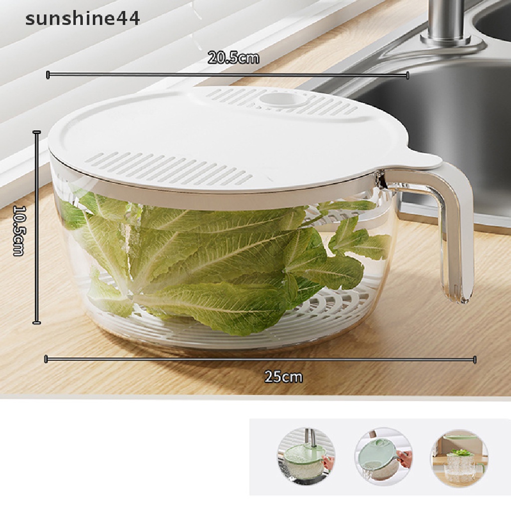 Sunshine Kitchen Drain Basket Bowl Tempat Cuci Beras Colander Basket Strainer Dengan Handle ID