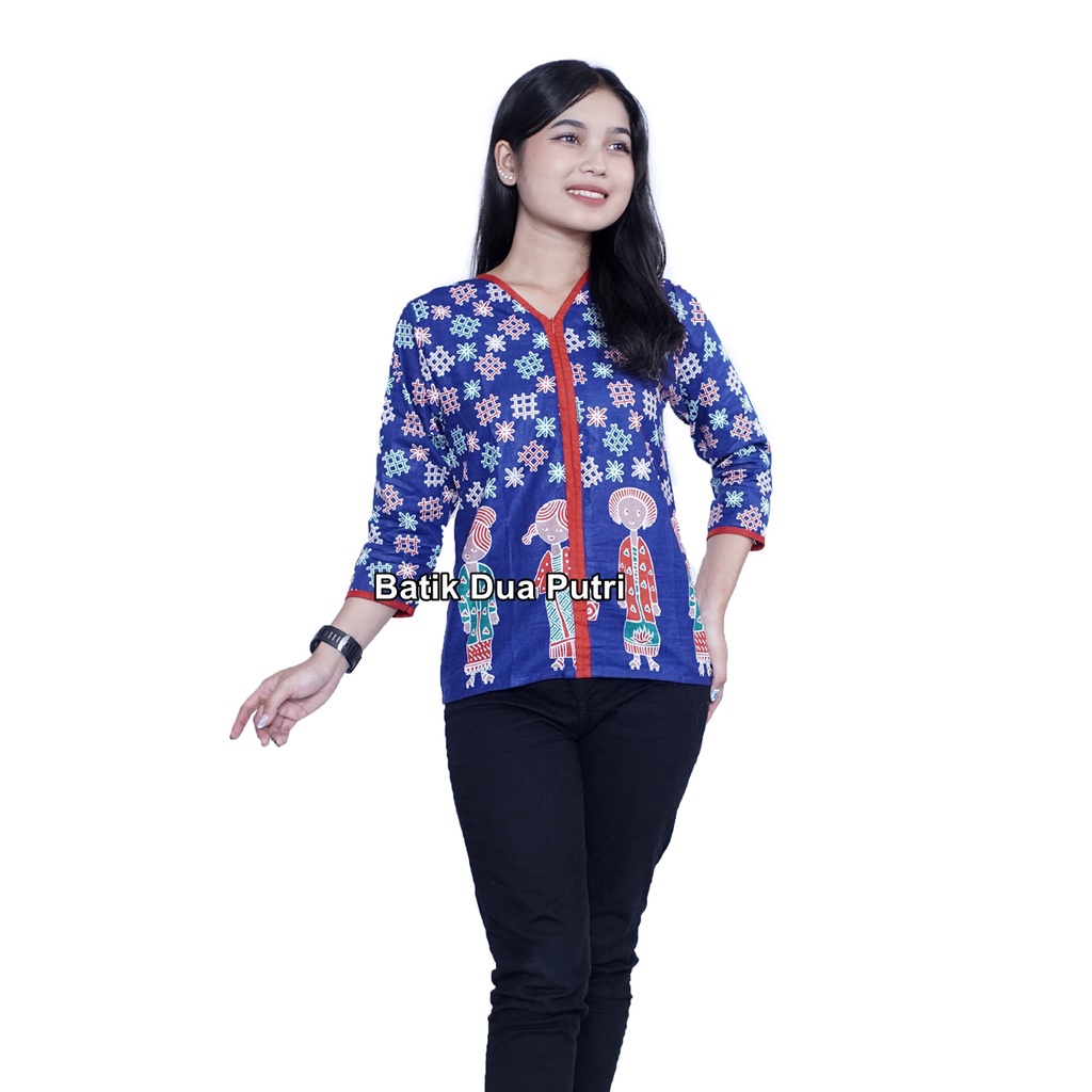 Batik Wanita Modern Blouse Atasan Wanita Baju  Simple Motif boneka