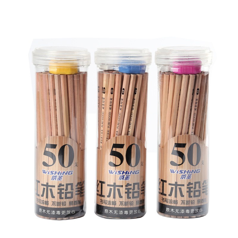 50pcs Pensil Pencil HB Rautan Penghapus Tabung Plastik Set GM-ST0259