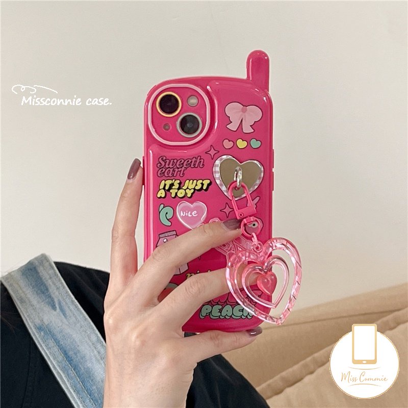 IPHONE Graffiti Cute Rabbit Ikatan Simpul Case Kompatibel Untuk Iphone7 8 Plus XR X11 14 13 12 Pro MAX XS MAX SE 2020 Retro Personal Bentuk Ponsel Seluler Soft Cover Dengan Liontin Cinta Cinta Hati