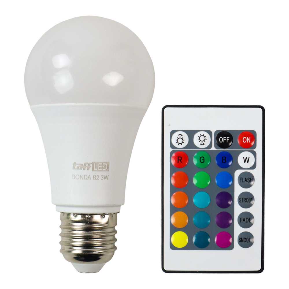 (BISA COD) FTIHSHP LED Lampu Bohlam RGB dengan Remote Control E27 3W - B2