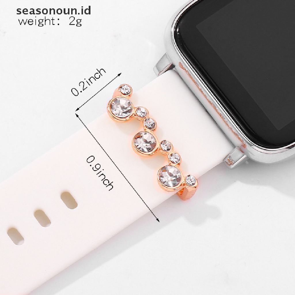 Seasonoun Gelang Jam Hias Charm Kartun Pesona Bulat Untuk Gelang Aksesoris Silikon.