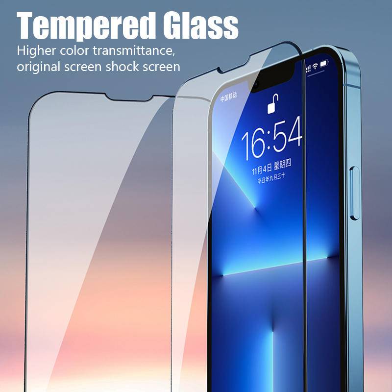 4pcs Full Cover Tempered Glass Untuk Iphone14 13 12 11 Pro MAX Plus Mini Pelindung Layar Untuk iPhone X XS MAX XR 7 8 6 6S Plus SE 2022 2020 14Plus 13Mini 12Mini Kaca